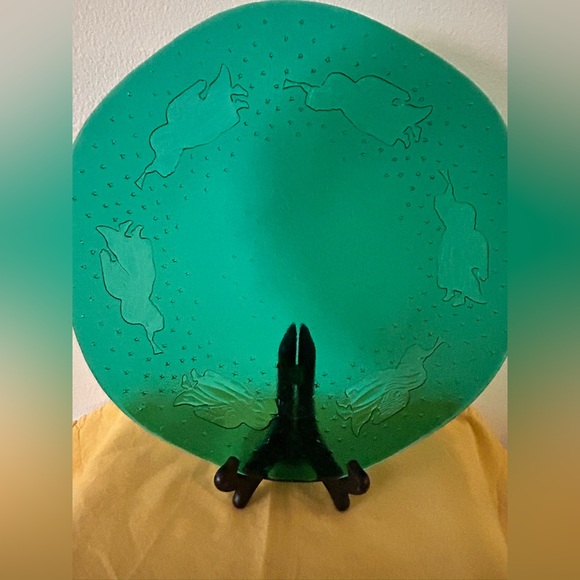 Rare green 12” Christmas plate / platter with angels. - Picture 1 of 11